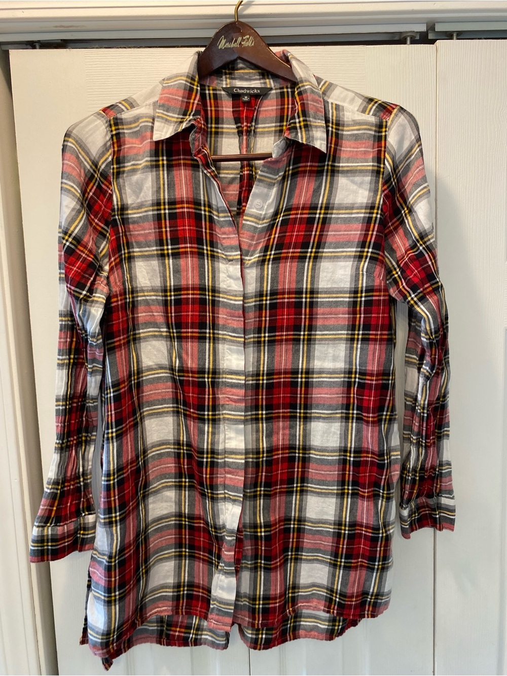Chadwicks Red, White and Black Plaid dress/shirt